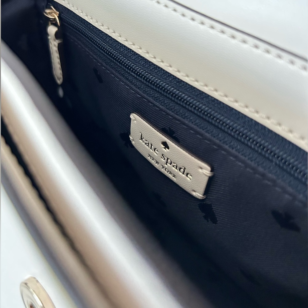 ♠️Kate Spade Reegan Pansy Toss Top Handle Satchel Crossbody Bag, Parchment NWT - Picture 8 of 12